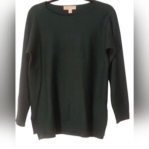 Michael Kors - Olive Green Pullover Sweater, Scoop  Neck, Side Slits, Size S,